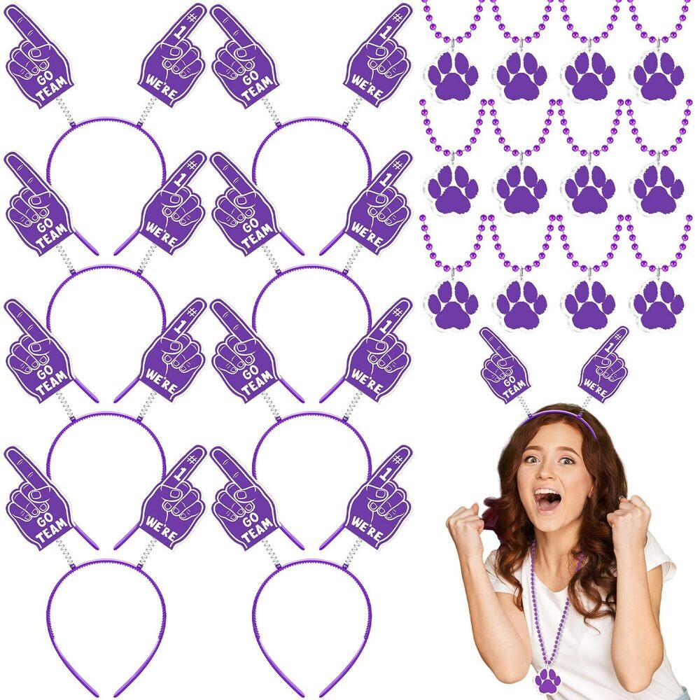 5478 24 Pcs Paw Print School Spirit Week Supplies Foam Finger Headband